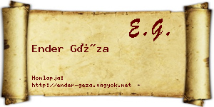 Ender Géza névjegykártya