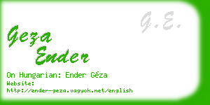 geza ender business card
